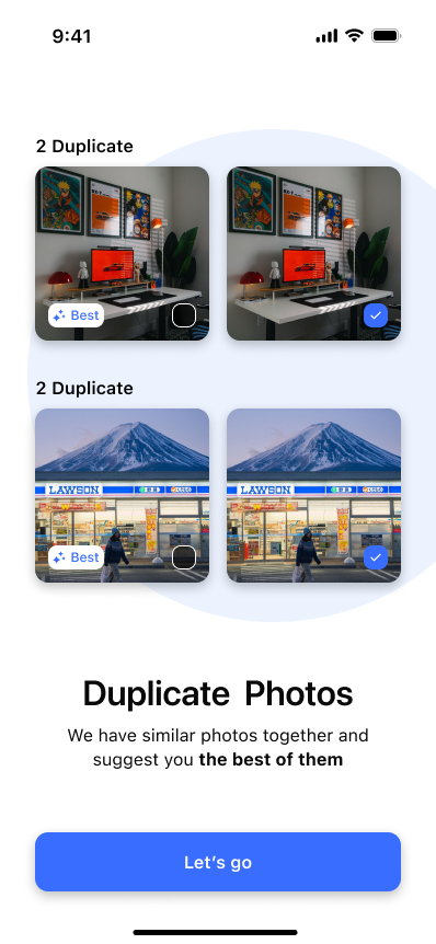 Cleaner – AI Photo Storage app home screen screenshot