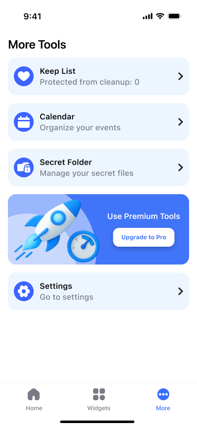 Cleaner – AI Photo Storage app home screen screenshot